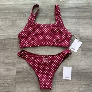 Free bella Polka Dot Bikini Set in Red and White Sz M beach time 🏖️ 🏝️